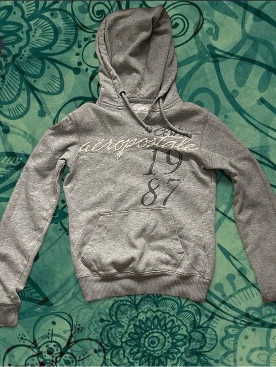 Aeropostale Other - Aeropostale Light Gray Hooded Pullover with Script Logo